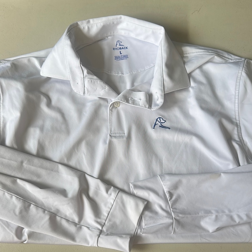 Rhoback White Long Sleeve Polo